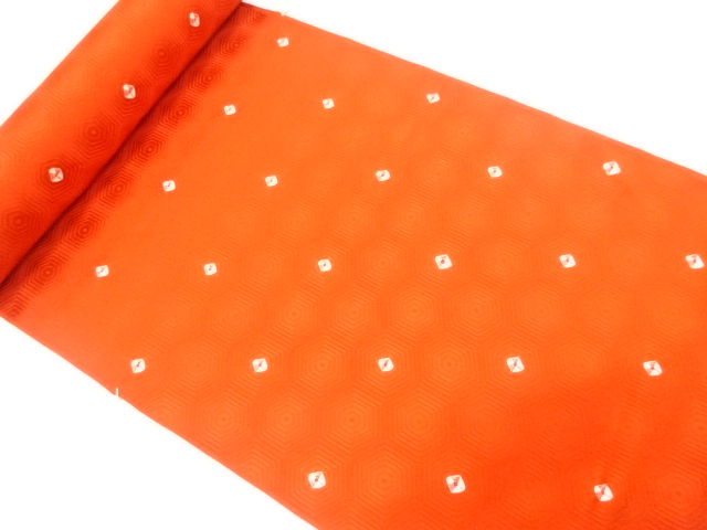 アンティーク　絞り　亀甲模様織り出し　羽尺反物